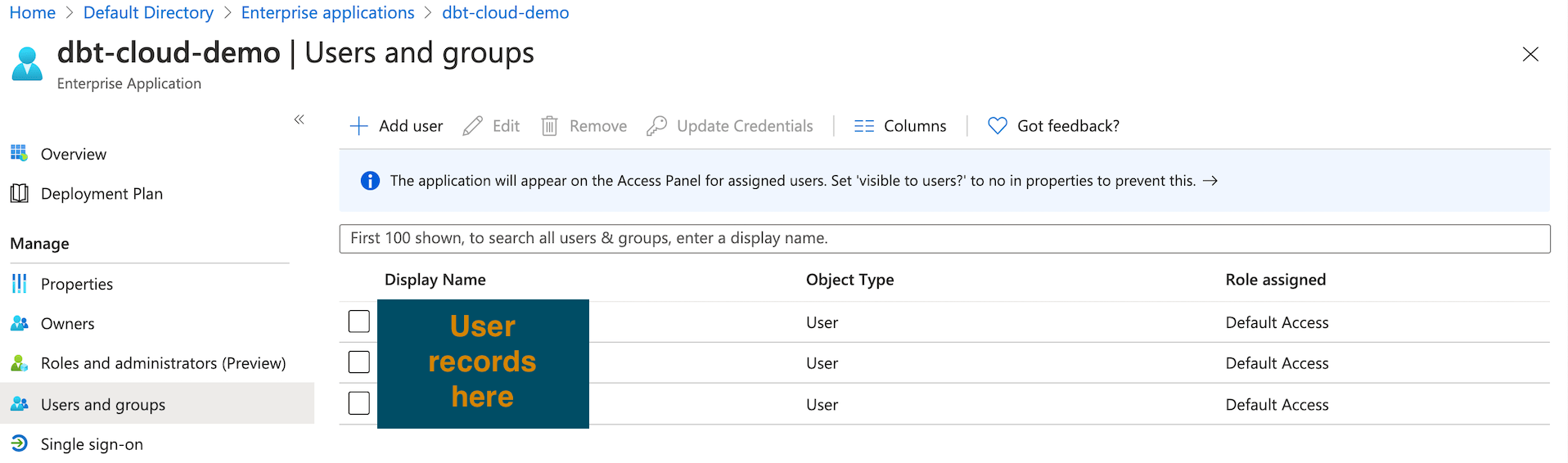 Adding Users to an Enterprise Application a Redirect URI